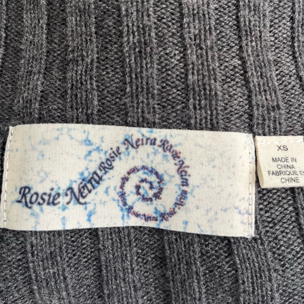 Rosie Neim Gray Ribbed Knit Women's Top Size XS (#2058) - Picture 5 of 6